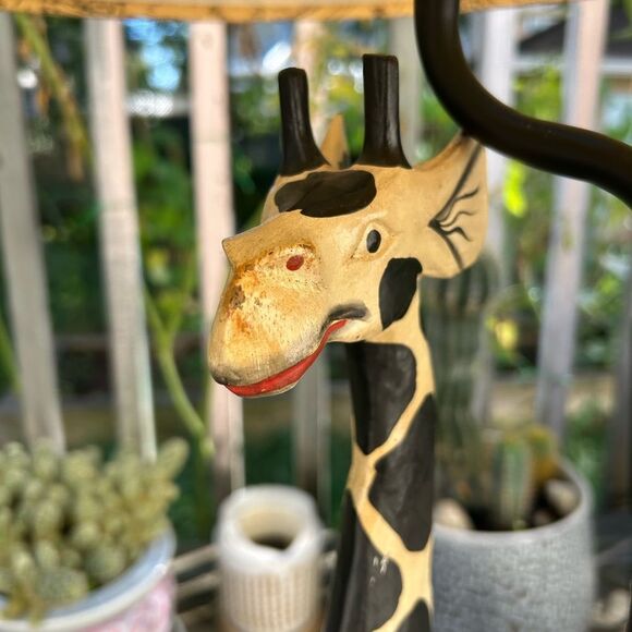Wooden Giraffe Table Desk Lamp Light Vintage Mid-Century Metal Base 33" Tall - Picture 6 of 16